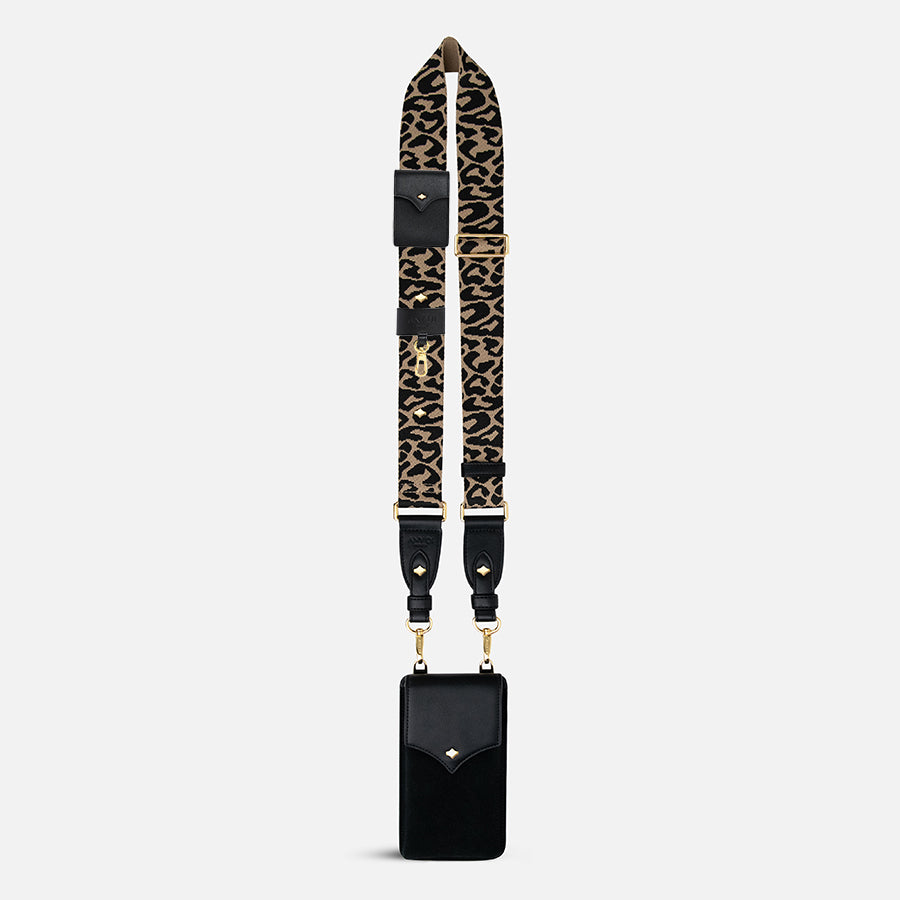 any-di-color-strap-set-nylon-phone-pouch-black-leo image 1