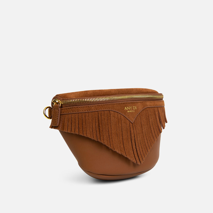 any-di-fanny-pack-fringes-cognac-bauchtasche-mit-veloursfransen image 2