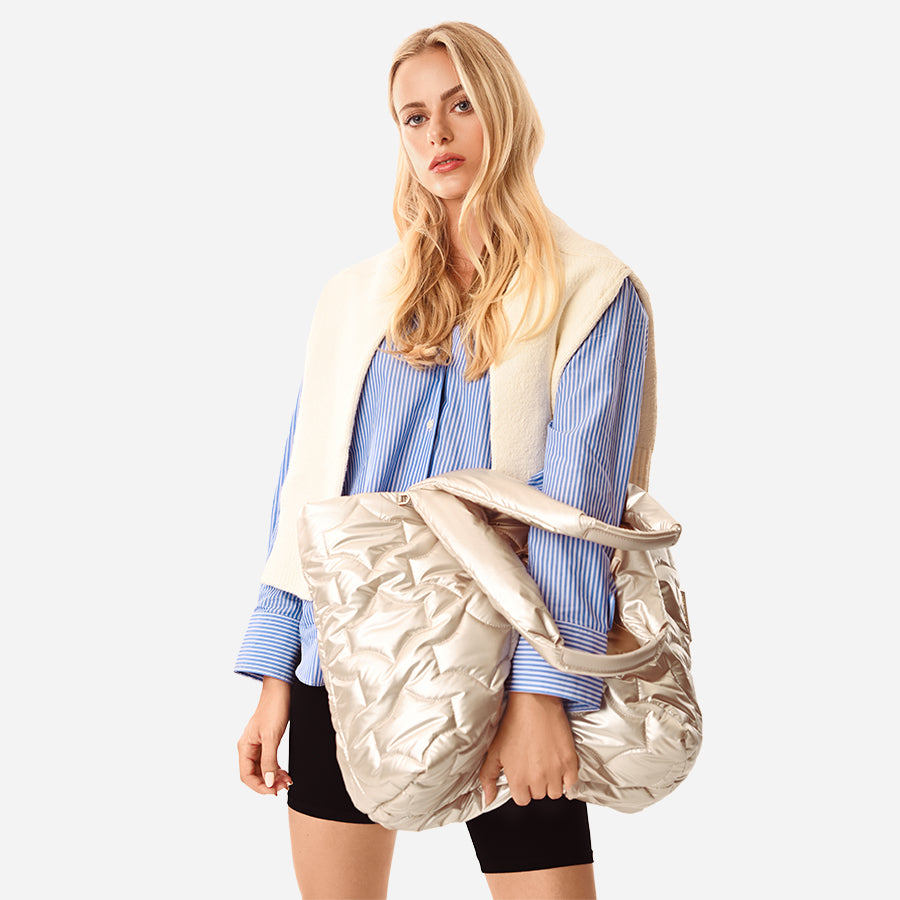 any-di-puffer-bag-champagne-vegane-weekender image 2