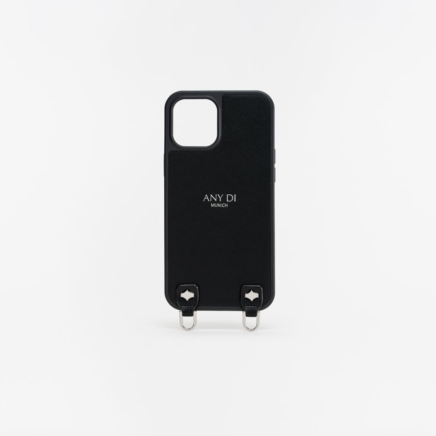 any-di-phonecase-handyh-lle-schwarz-veganes-leder-silber-hardware image 4