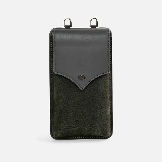 any-di-phone-pouch-khaki-grey-handytasche-nubuckleder-mit-kartenfach image 1