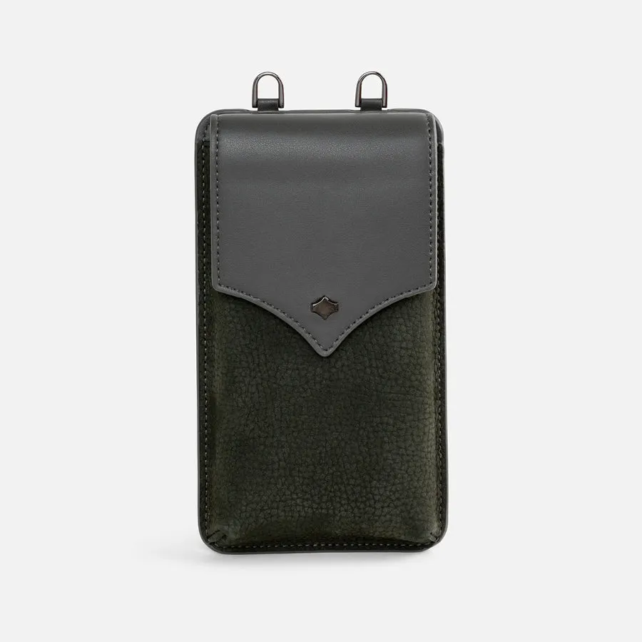 any-di-phone-pouch-khaki-grey-handytasche-nubuckleder-mit-kartenfach image 1