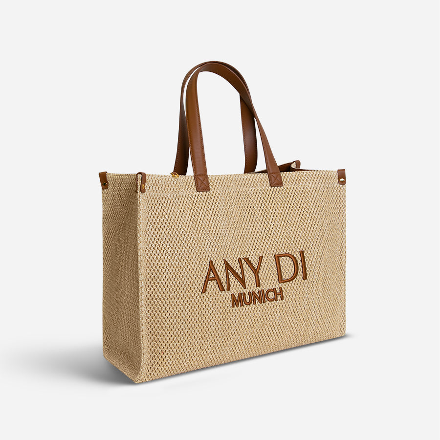 any-di-beach-bag-straw-cognac-sommer-strandtasche image 3