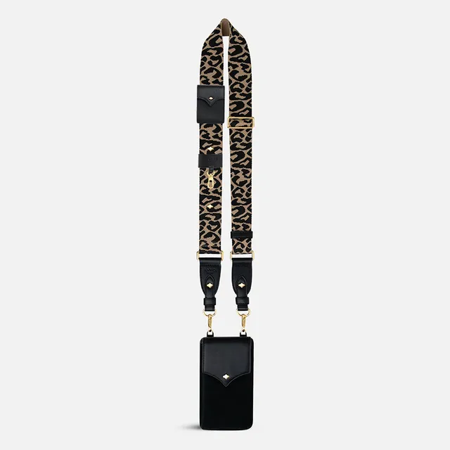 any-di-color-strap-set-nylon-phone-pouch-black-leo image 1