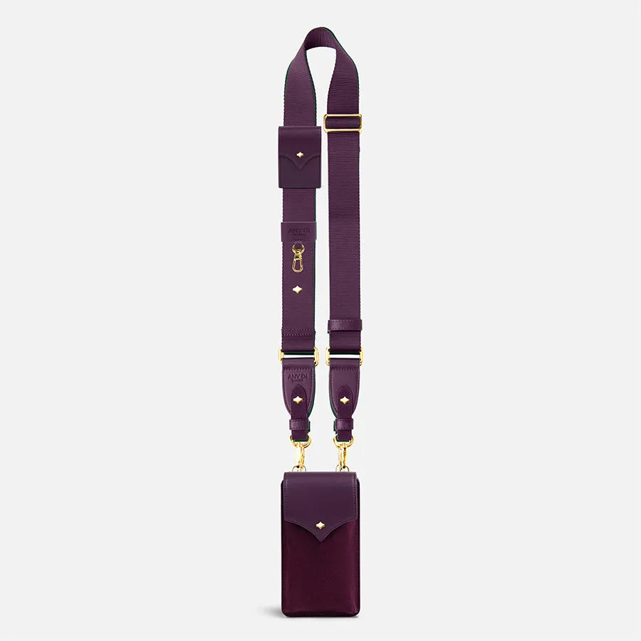 any-di-color-strap-set-nylon-plum-phone-pouch-set image 1