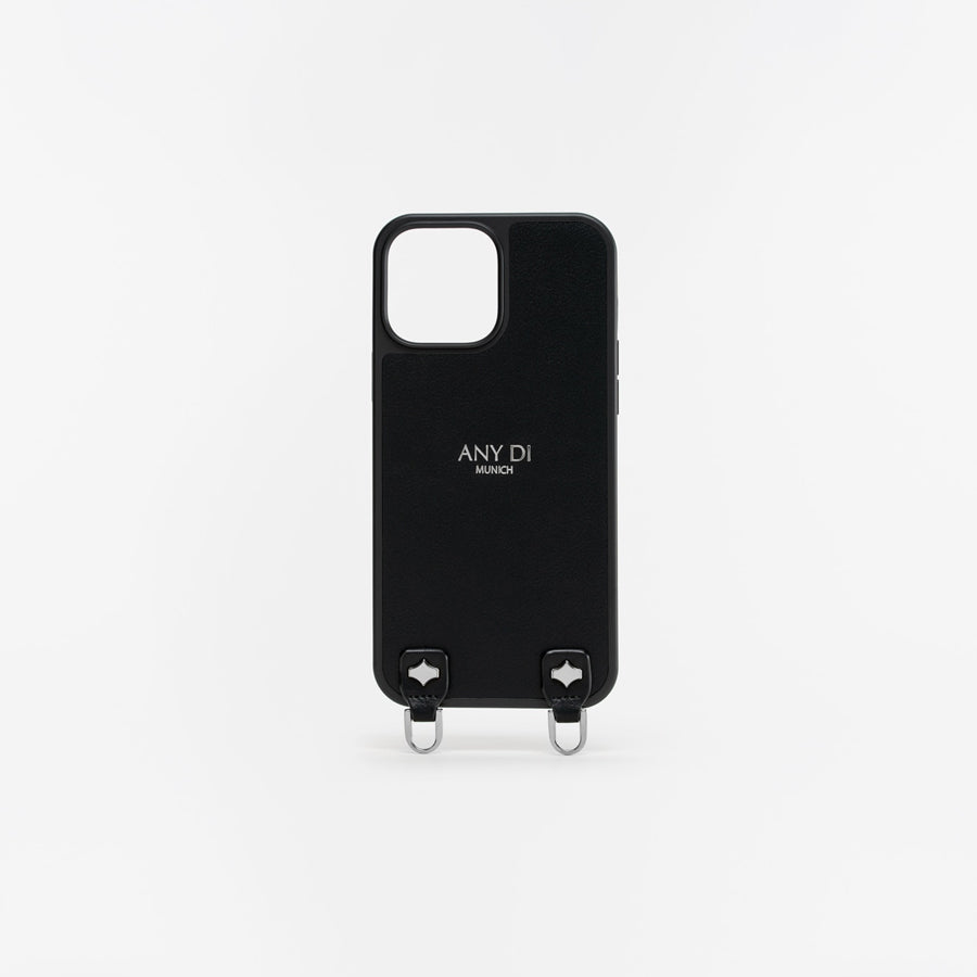 any-di-phonecase-handyh-lle-schwarz-veganes-leder-silber-hardware image 3