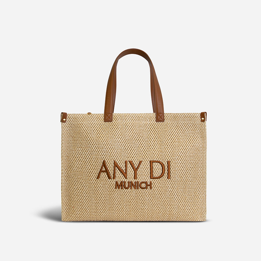 any-di-beach-bag-straw-cognac-sommer-strandtasche image 1